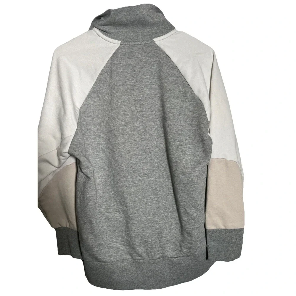 Nike‎ Quarter Zip Women S Grey Colorblock Dri-FIT Sweatshirt Relaxed Mock Terry